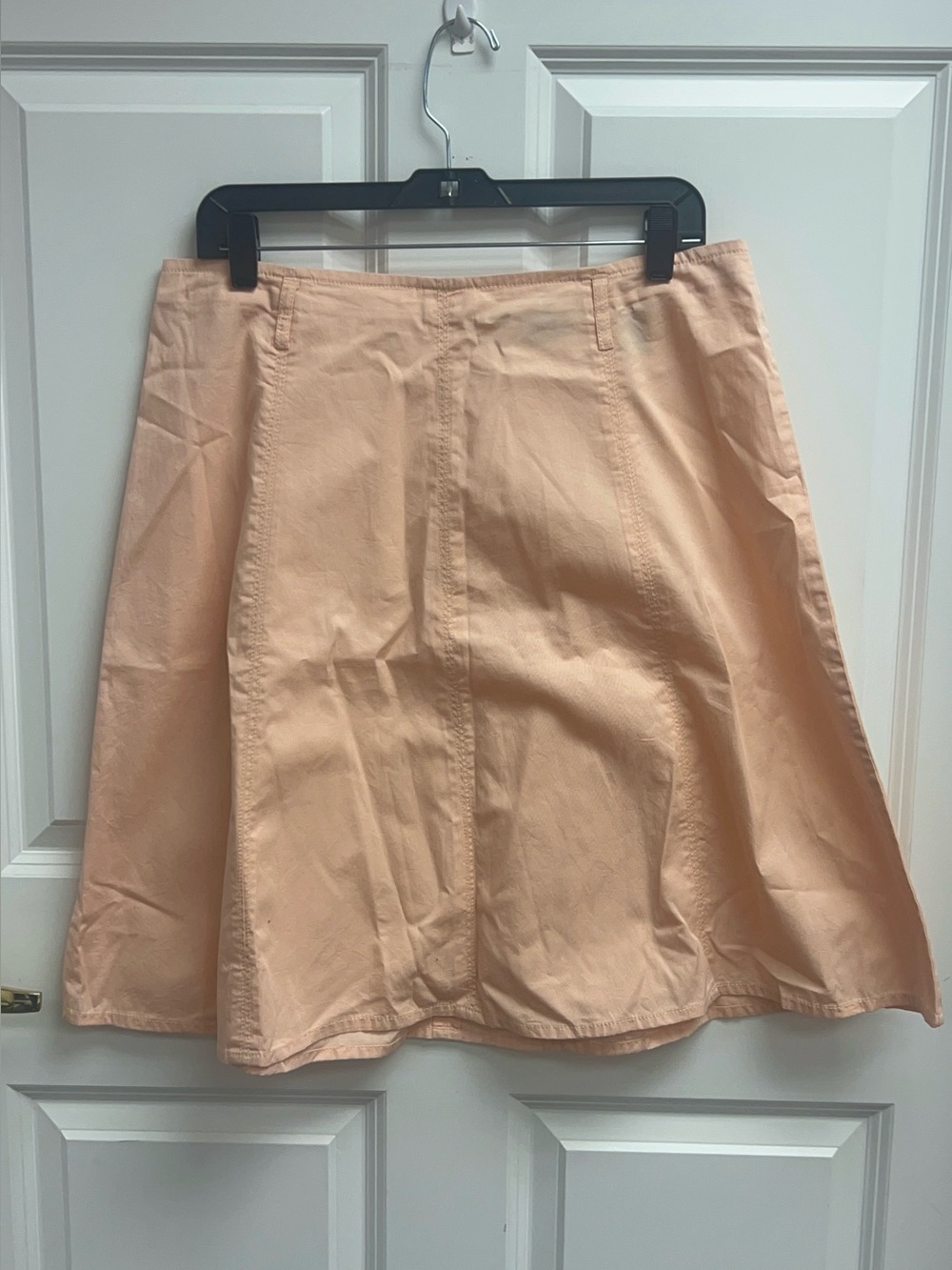 French Cuff Peach A-Line Midi Skirt Panel Seams NWT Cotton Summer Skirt Size 12